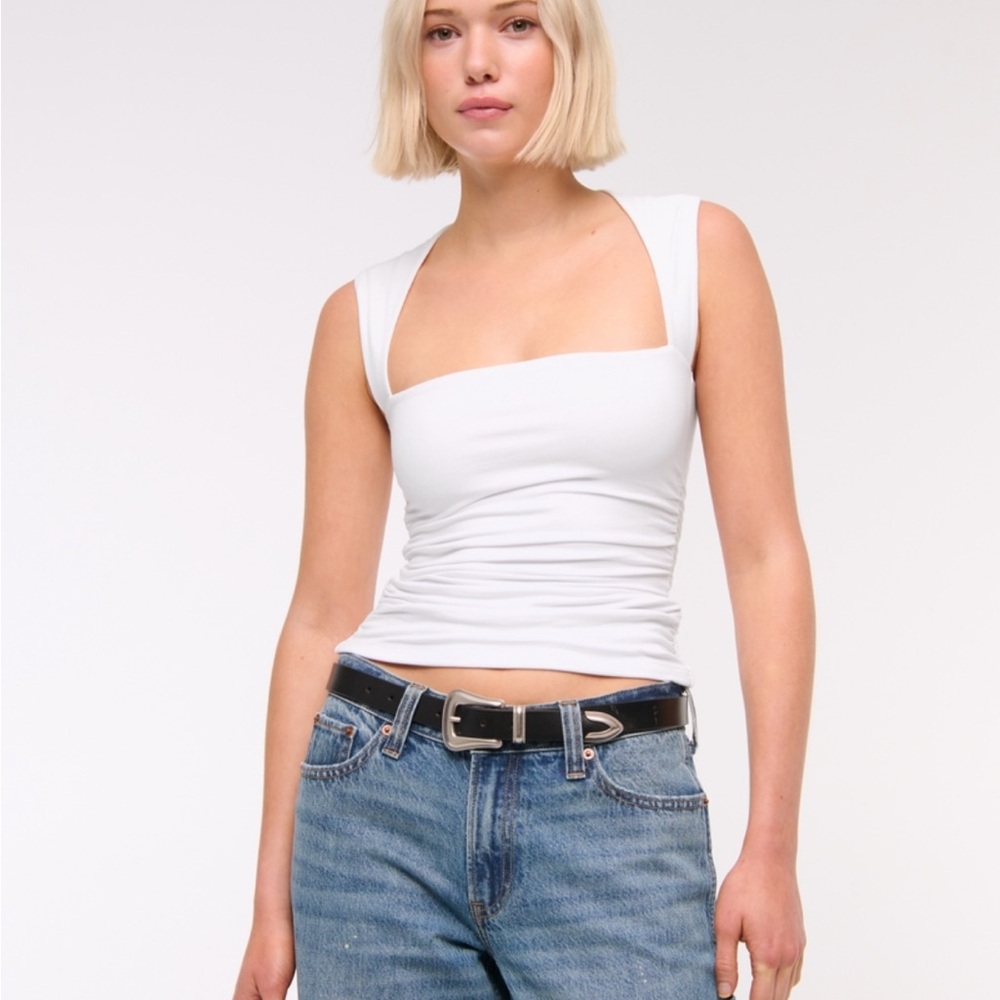 Abercrombie & Fitch Ava Top White Square Neck Top